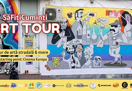 Registration Form
https://forms.gle/tEMUrXGWUAPKhiMH8
Item Page Text
Descoperă arta stradală din București într-un tur ghidat organizat de Săfițicuminți.
🧭 Un traseu urban prin poveștile, simbolurile și artiștii care au transformat orașul într-o galerie în aer liber.
Despre Tur
Începem experiența cu un moment special:
🎬 Acces într-un spațiu rar — terasa unuia dintre cele mai vechi cinematografe din București, unde vei descoperi o galerie ascunsă.
Apoi pornim într-o explorare de aproximativ 2–3 ore, în care:
descoperim murale și intervenții urbane
explorăm străduțe mai puțin cunoscute
înțelegem contextul și poveștile artiștilor
vedem lucrări ale celor mai importante nume din street art-ul local
Noi le-am studiat poveștile.
Acum e momentul să le împărtășim cu voi.
Event Details
📅 Data
3 mai 2026
⏰ Ora
13:45 – 16:45
⏱ Durată
~3 ore
📍 Starting Point
Cinema Europa
Calea Moșilor 127, București
Participare
✔️ Locuri limitate
✔️ Înscriere necesară
Formular:
https://forms.gle/tEMUrXGWUAPKhiMH8
Organizatori
Event by
Safiticumintitour
Săfițicuminți