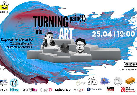 Turning Pain(t) into Art este o expoziție de artă contemporană care explorează relația dintre durere, vulnerabilitate și expresie artistică.
Expoziția marchează un warm-up special pentru Fiți Cu-Minți Creative Fest 2026 și aduce în prim-plan artiști implicați în comunitatea festivalului.
📍 Coworkperativa Brezoianu
📅 25 aprilie 2026
⏰ 19:00
📍 Str. Ion Brezoianu 4, etaj 4, București
Expoziția va fi deschisă cel puțin o lună.
Artiști
🎨 Cătălina Dinu
🎨 Laurențiu Zloteanu
Despre Expoziție
Suferința este inevitabilă.
Uneori nu trece. Nu se vindecă. Uneori nici nu se poate explica.
Turning Pain(t) into Art nu este despre depășirea durerii.
Este despre a rămâne cu ea.
Despre a-i da formă.
Despre a o face vizibilă.
Lucrările creează un spațiu fragil și onest între corp și imagine, între limită și expresie.
Nu e nevoie să înțelegi tot.
Doar să fii prezent.
Concept
Expoziția explorează:
durerea cronică
vulnerabilitatea
fragilitatea umană
expresia artistică
comunitatea
empatia
Fiecare lucrare devine o invitație către introspecție și recunoaștere personală.
Componentă Socială
30% din fondurile obținute din vânzarea lucrărilor vor fi direcționate către:
Asociația Împreună Creștem Valori
Fondurile vor susține:
hrană
educație
adăpost
sprijin comunitar
Quote
„Cineva pe care l-am iubit mi-a oferit, cândva, o cutie plină de întuneric.
Mi-au trebuit ani să înțeleg că și acesta era un dar.”
— Mary Oliver
Despre Eveniment
Această expoziție reprezintă primul capitol al unei cercetări artistice dedicate durerii cronice, explorată din două realități medicale rare și profund diferite.
Expoziția nu este doar despre experiența artiștilor.
Este despre comunitate.
Despre empatie.
Despre prezență.
Detalii Eveniment
📍 Locație
Coworkperativa Brezoianu
Str. Ion Brezoianu 4, etaj 4
București
📅 Data deschidere
25 aprilie 2026
⏱ Durată
Minim 1 lună
🌍 Acces
Public
Organizatori
Event by
Săfițicuminți
Coworkperativa Brezoianu
& alți parteneri
Facebook Event
https://www.facebook.com/events/s/turning-pain-t-into-art-expozi/817555711408947/