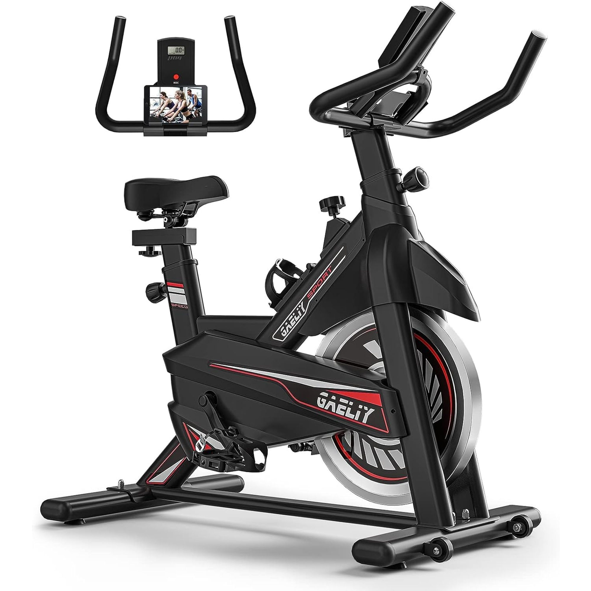 Indoor Cycling Exercise Bike 330 lb Capacity Ultra-Quiet Belt Drive Adjustable S