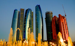 Jumeirah Towers complex in sunset