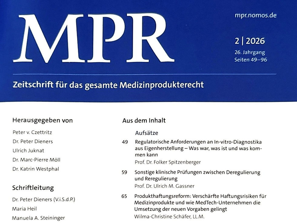 Produkthaftungsreform 2026: Neue Haftungsrisiken für Medizinprodukte und Handlungsbedarf für MedTech-Unternehmen