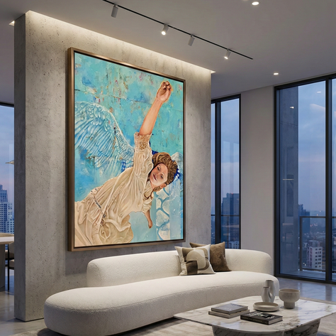 "Transcendence" Oil on Canvas Art Mounted in Living Room