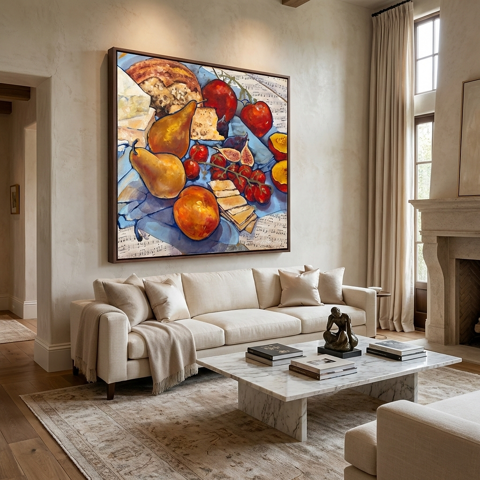 christian sly art painting on a wall in a luxury home.