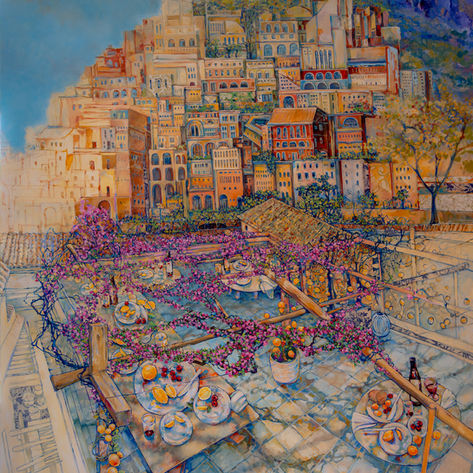 Impressionist Oil Painting of Positano by Christian Sly