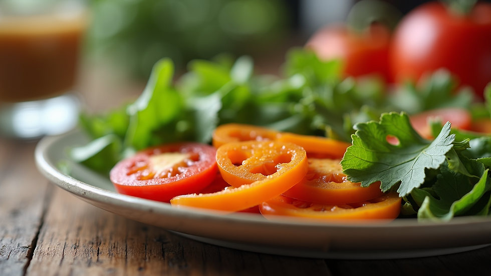 Close-up view of a healthy meal with vegetables