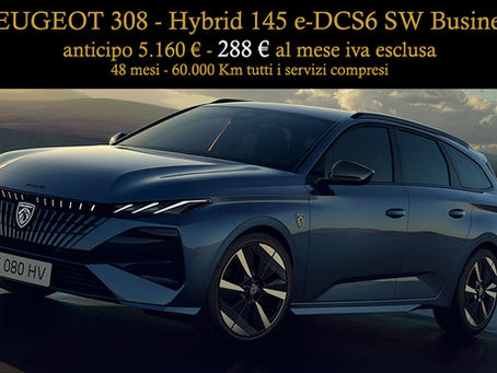 Peugeot 308 SW Hybrid 145 e-DCS6 Business a noleggio lungo termine, offerta 48 mesi e 60.000 km con AelleRent