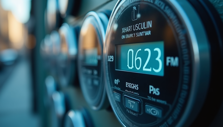 Close-up of a smart meter displaying energy usage