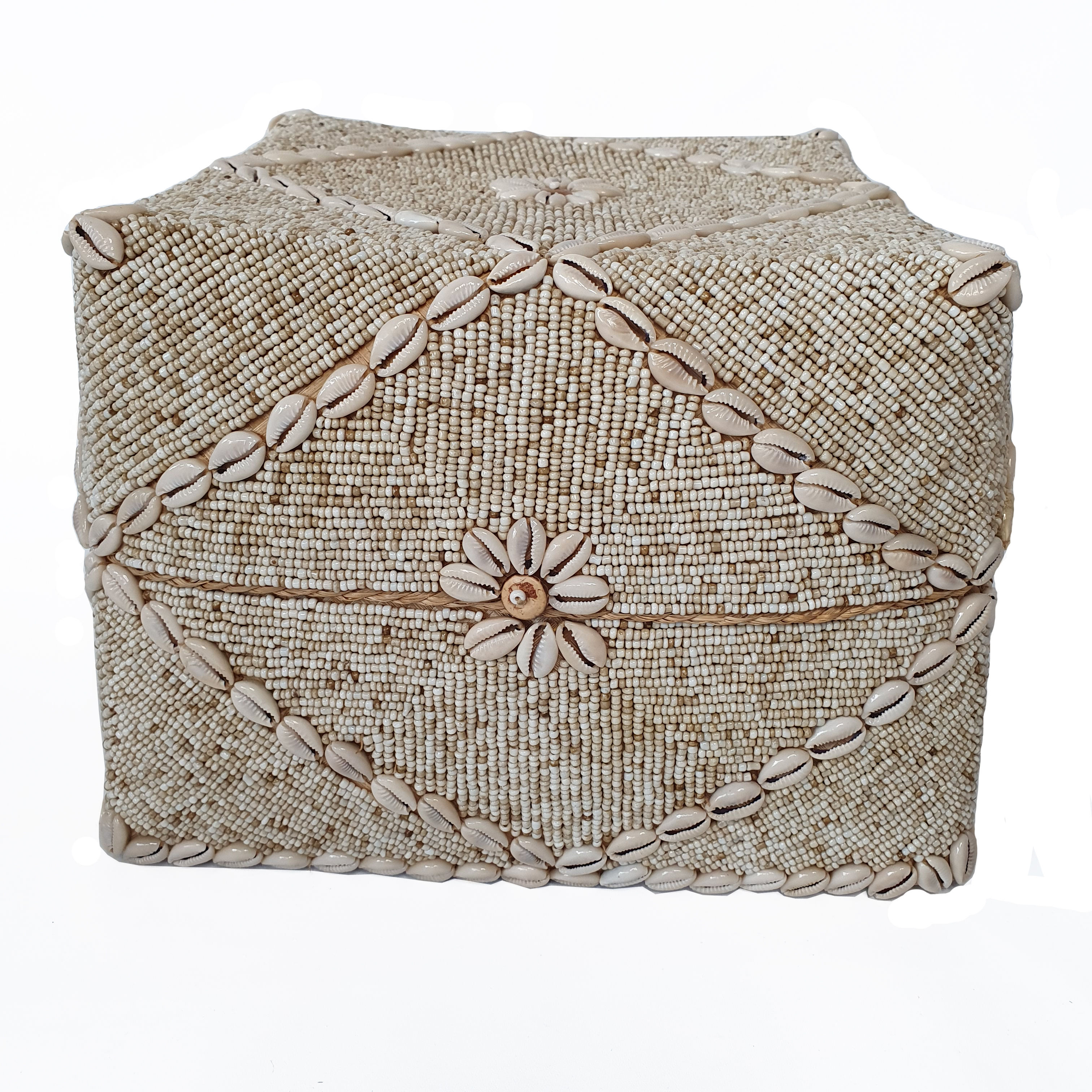 Cream Basket With Bead and Shells