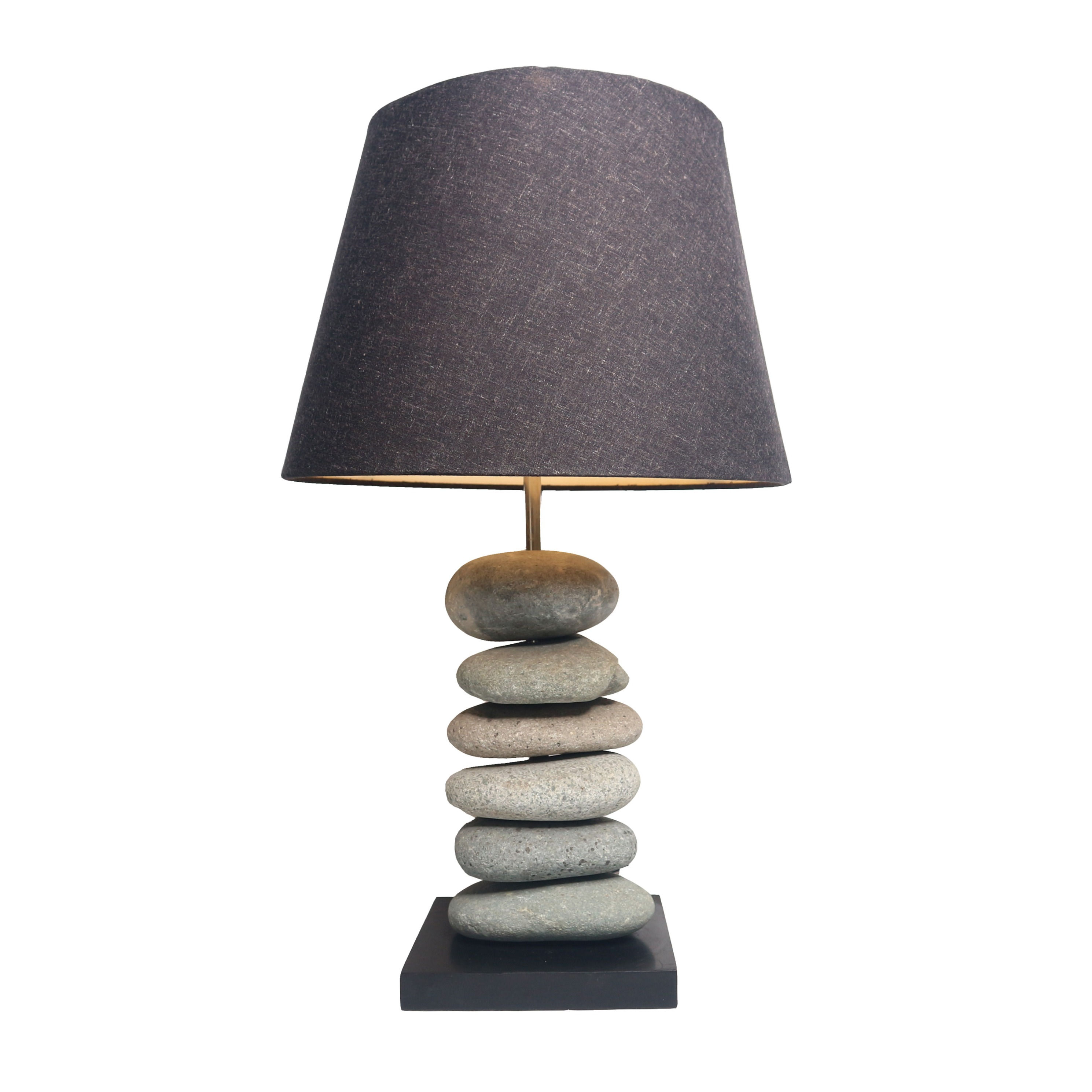 Stone Ball Table Lamp With Cotton Shade