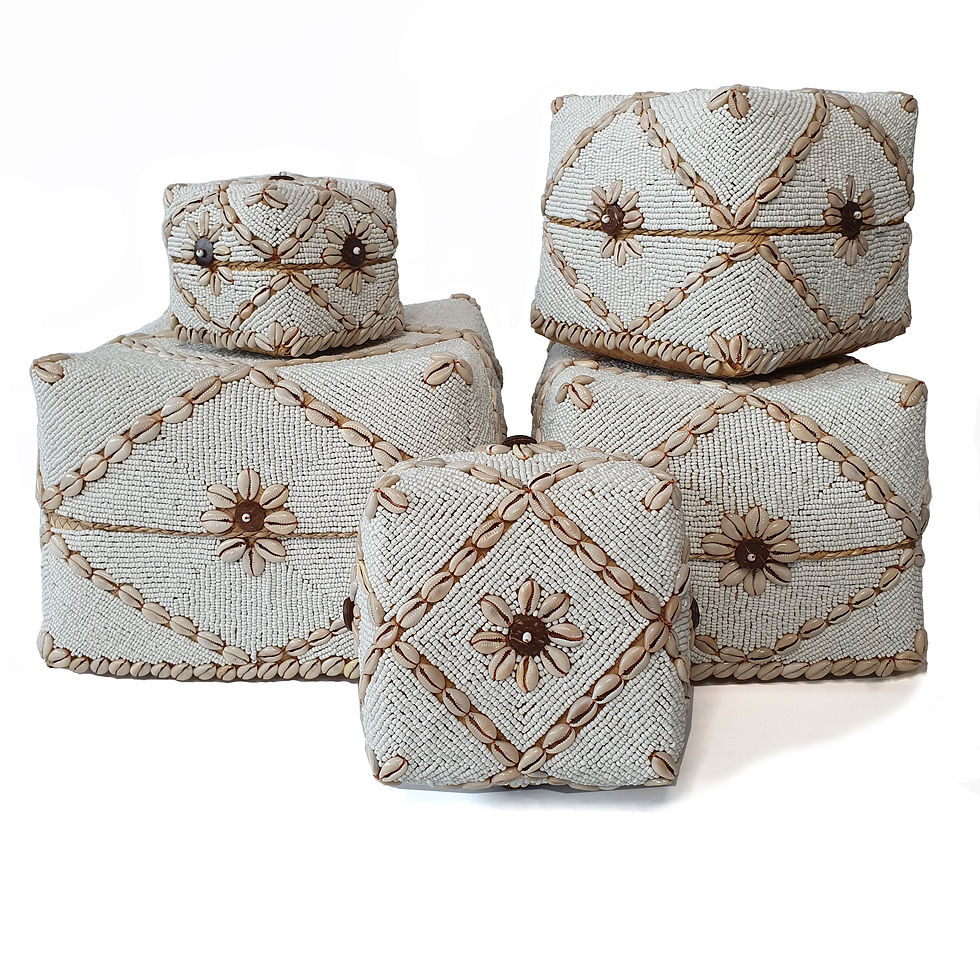 Thumbnail: White Basket With Bead and Shells