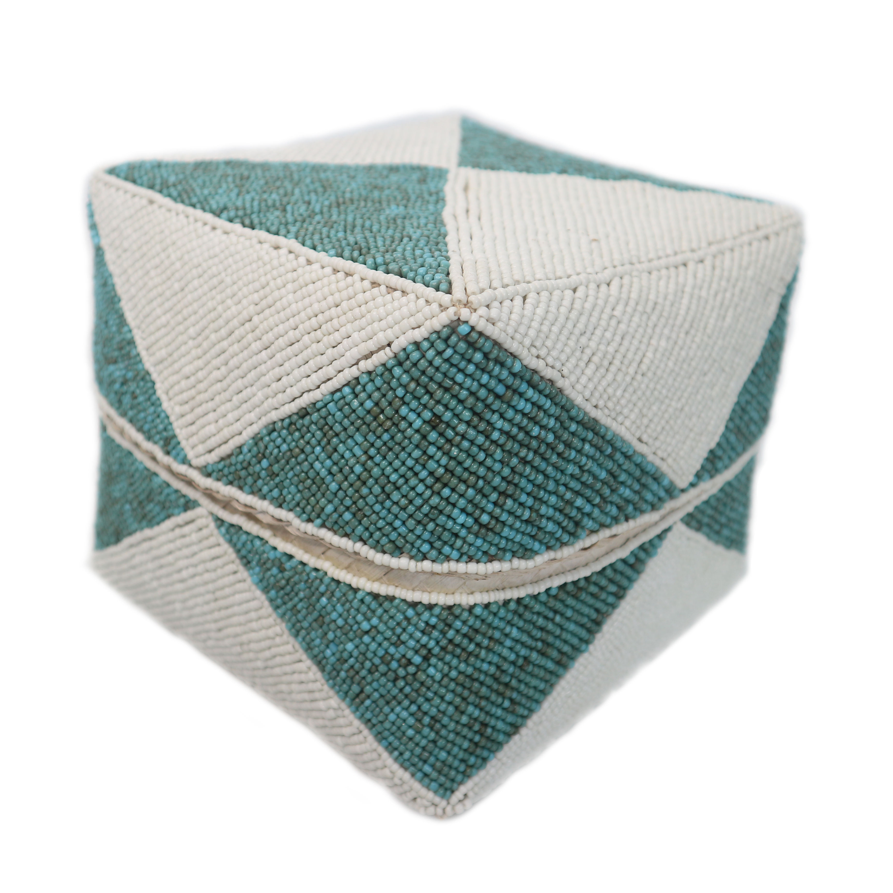 Blue and White Bead Basket