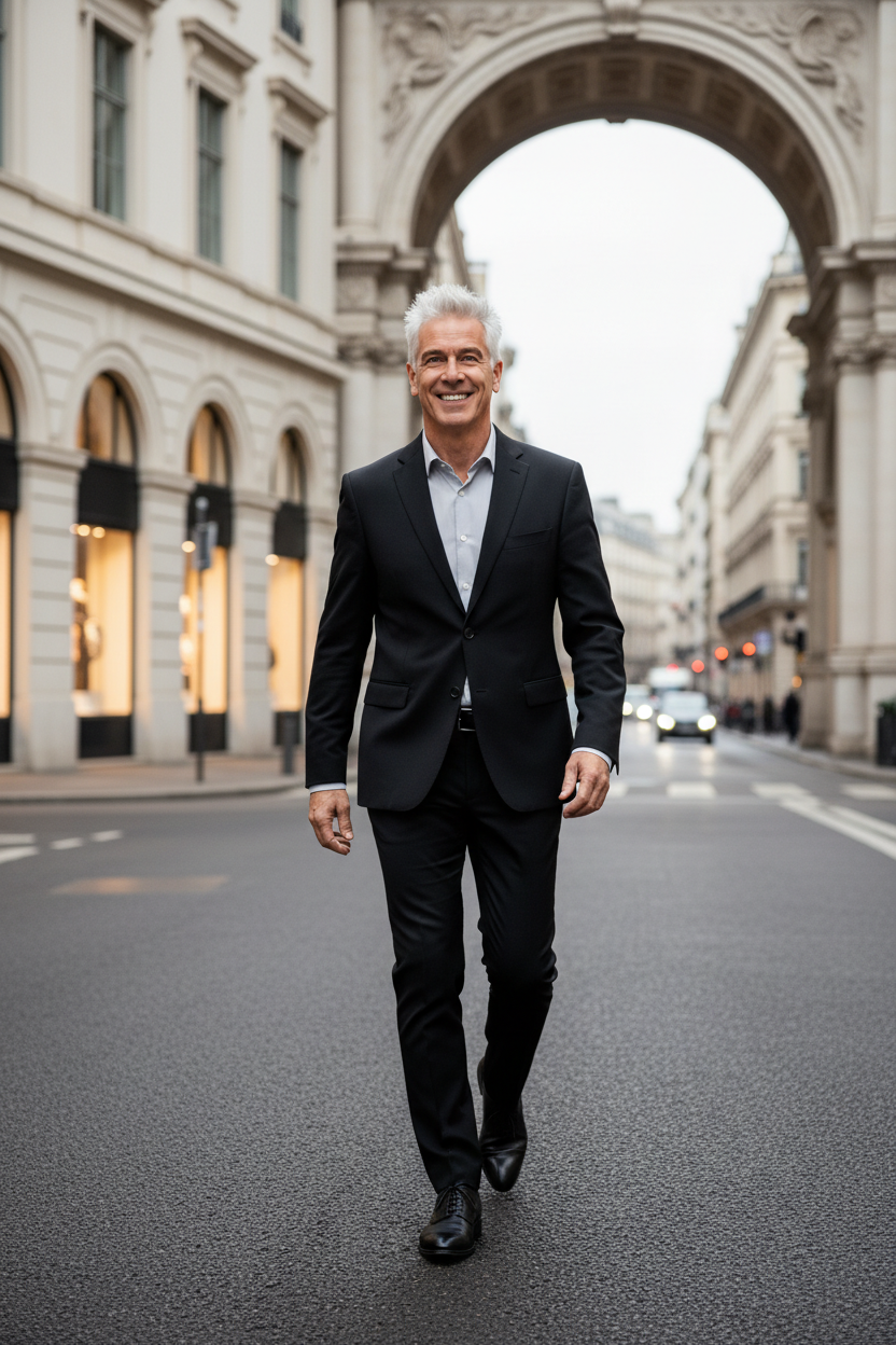 Michael Oliver Black Semi-Slim Suit