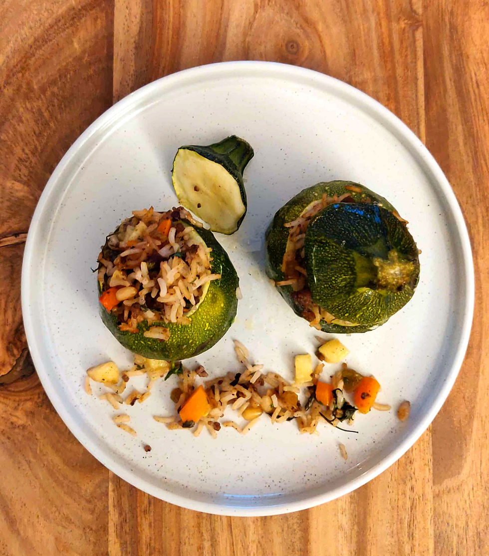 Courgettes rondes farcies au riz