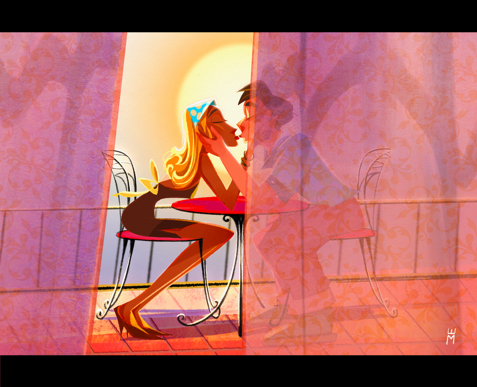 Kissing romantic couple concept art visual development @Meforya