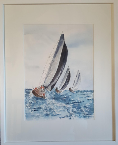 14. Sailboats at sea - Voiliers en mer