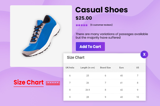 Nayra Product Size Chart banner