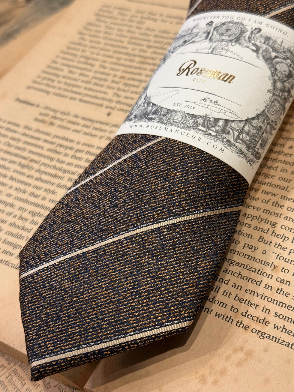 Thumbnail: ROSEMAN NECKTIE - ANTIQUE BROWN LINES
