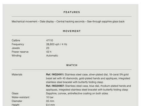 IWC SCHAFFHAUSEN ADDSTWO NEW MODELS TOTHE INGENIEUR AUTOMATIC 35 COLLECTION