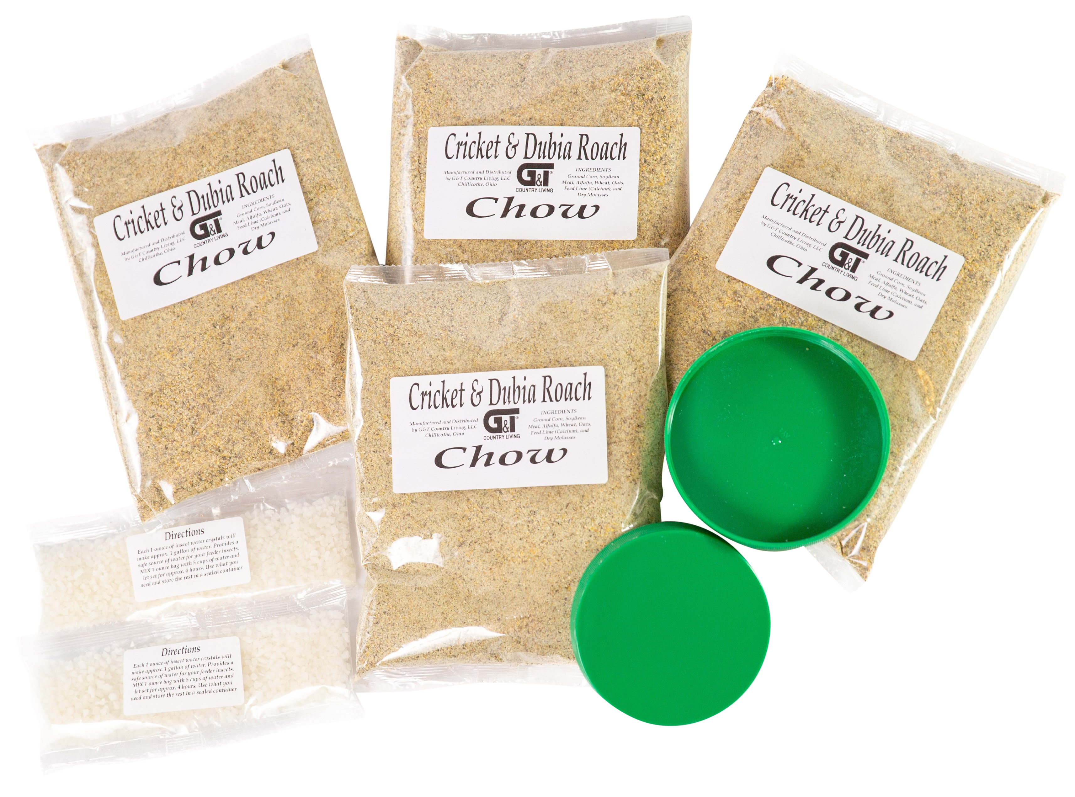 Cricket and Dubia Roach Chow (4 Lbs.) Lids and Water-gel included