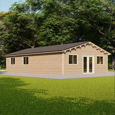 12m x 7.5m Three Bedroom C Log House