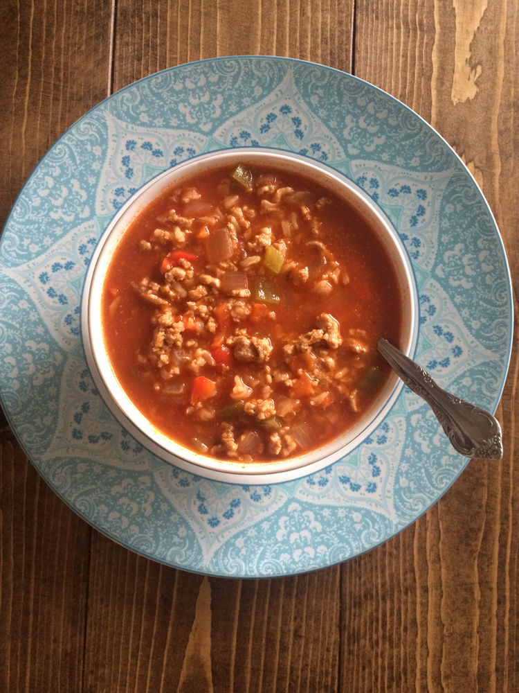 Easy Weeknight Meal Stuffed Bell Pepper Soup (glutenfree, dairyfree)