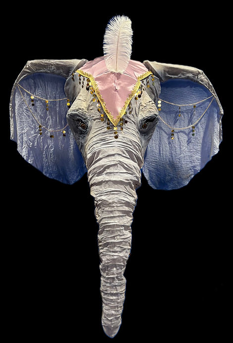 Lareg creature light weight elephant with moving trunk, ears, mouth and blows bubbles