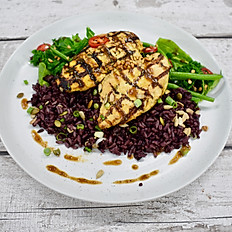 Yoghurt Marinated Chicken Breast, Super Greens with Soy, Wild and Brown Rice & Tamarind and Sesame Dressing
