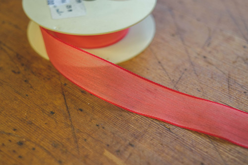 Red Ruffed Ribbon Chiffon ribbon 25mm- rasberry red | historicalfabrics