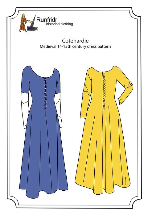 DIGITAL PDF Runfridr sewing pattern- Medieval dress cotehardie  historicalfabrics