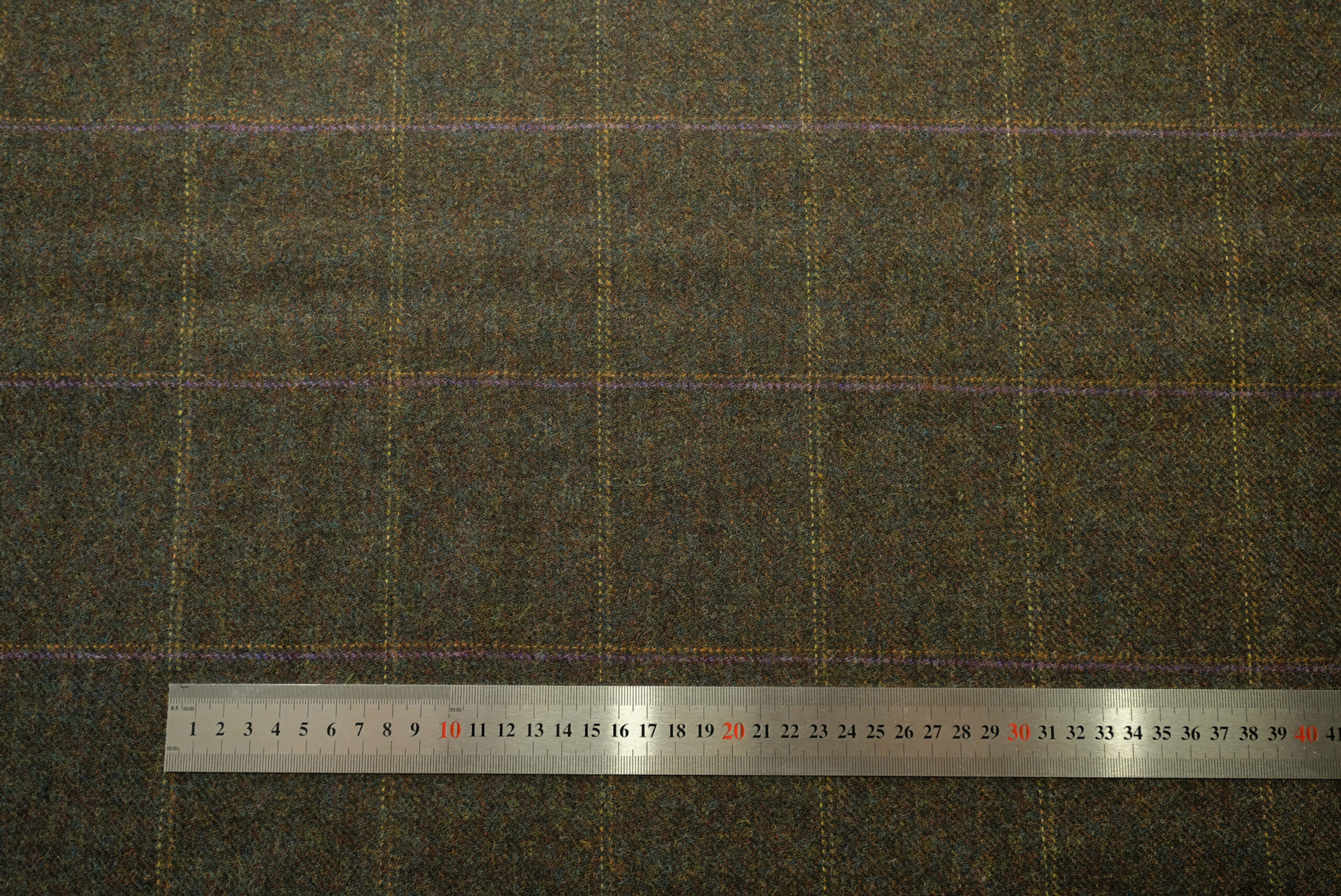 TWEED tartan wool fabric- dark brown 33