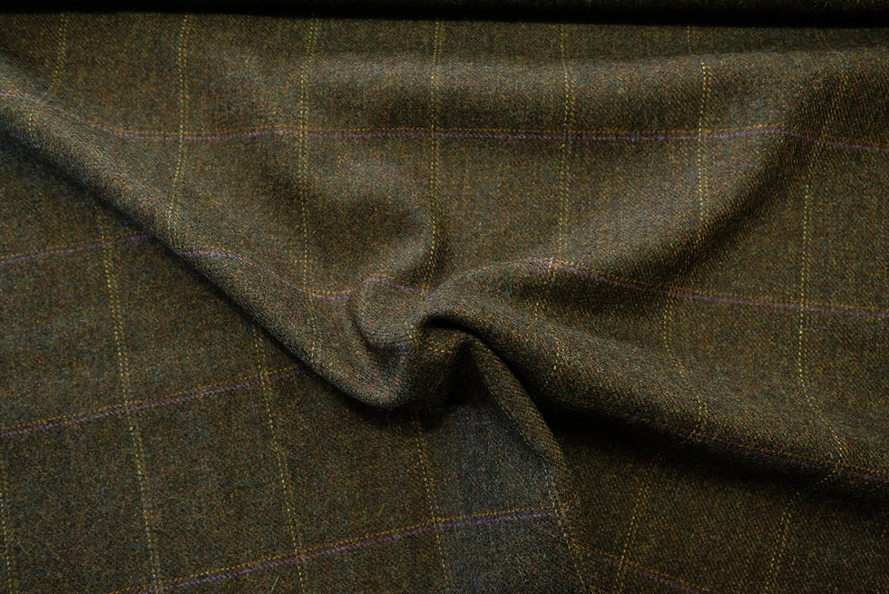 Miniatyrbild: TWEED tartan wool fabric- dark brown 33