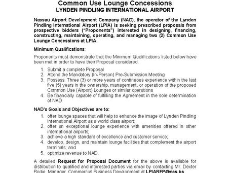 Request For Proposal: NAD Common Use Lounge Concessions