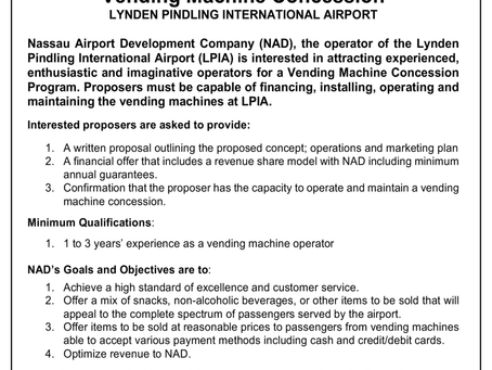 Request for Proposal (RFP): Vending Machine Concession Lynden Pindling International Airport