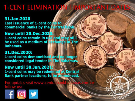 Central Bank of The Bahamas: Decommissioning One Cent Coin This Month