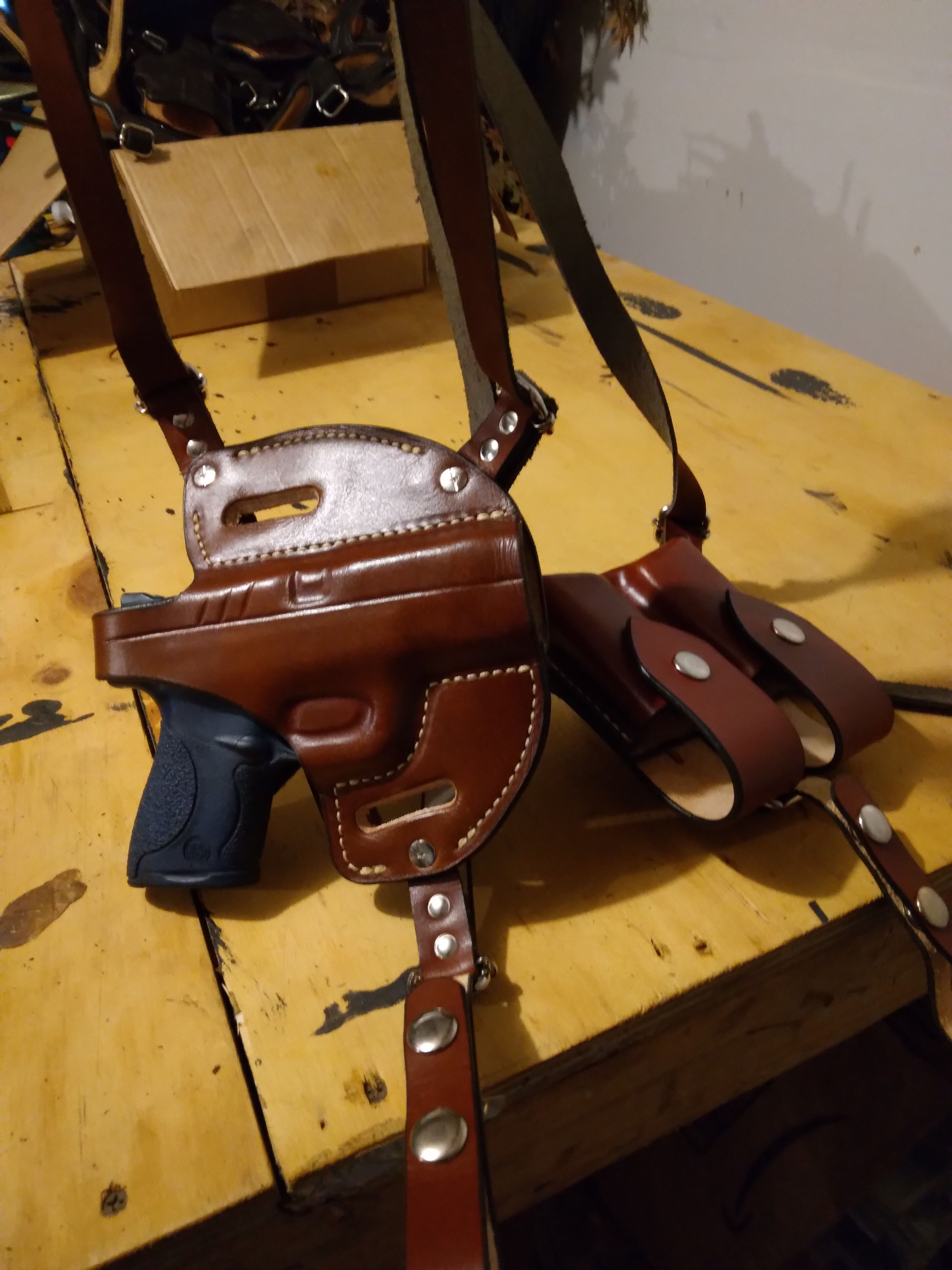 S&W M&P shield 45 shield 40 pancake shoulder holster with detachable harness