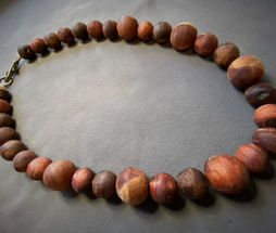 Necklace made of handmade wooden beads.