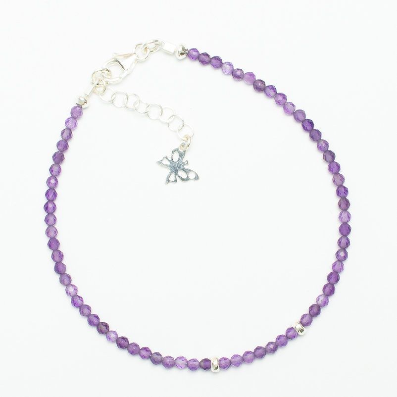 Miniature : Bracelet femme Très fin Pierre Naturelle Améthyste et Argent 925