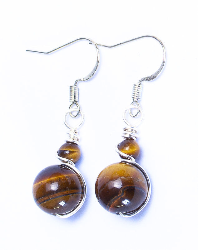 Boucles d'oreilles pierre naturelle au choix wire wrapping Crochets argent 925