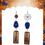 Miniature : Boucles d’oreilles asymétriques en lapis lazuli et pendentifs émaillés couleur c