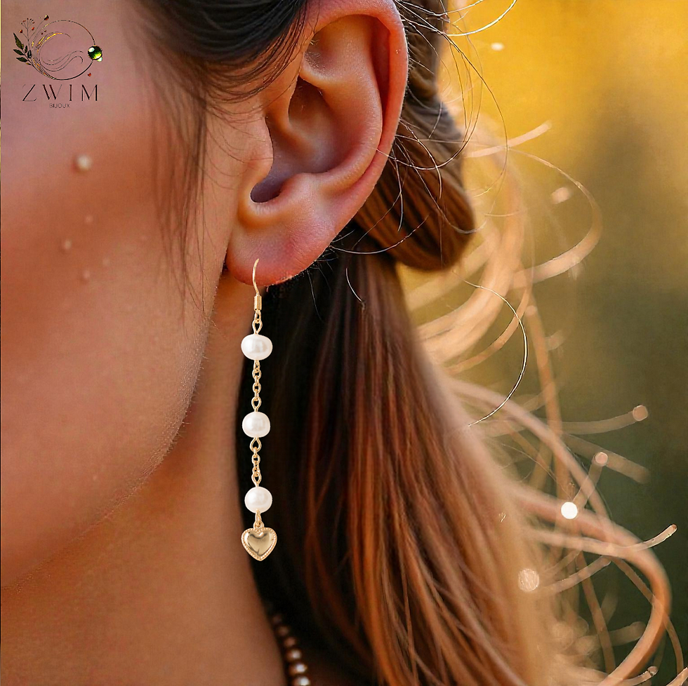 Miniature : Boucles d’oreilles asymétriques perles de culture naturelles d’eau de mer
