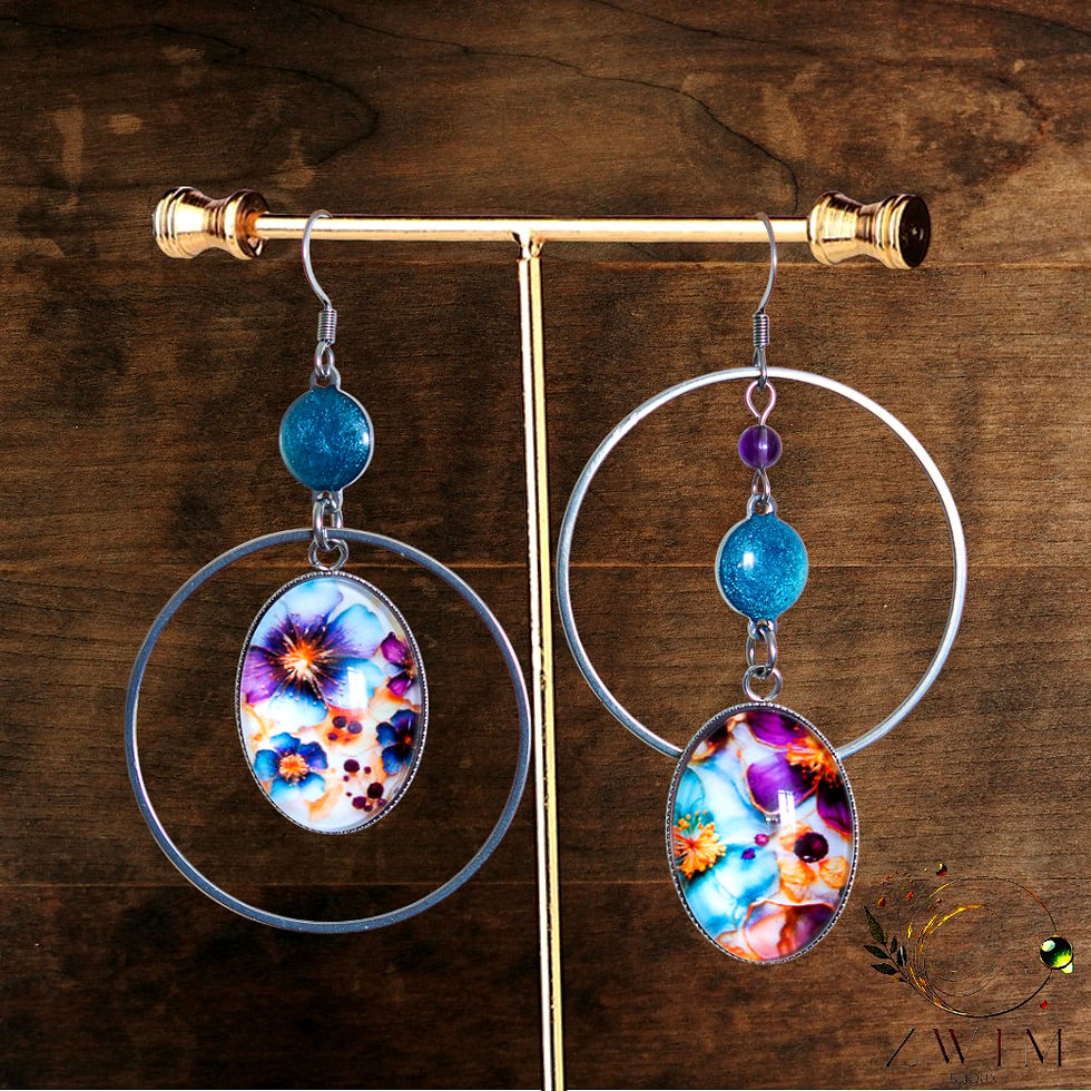 Boucles d’oreilles florales artisanales et améthyste