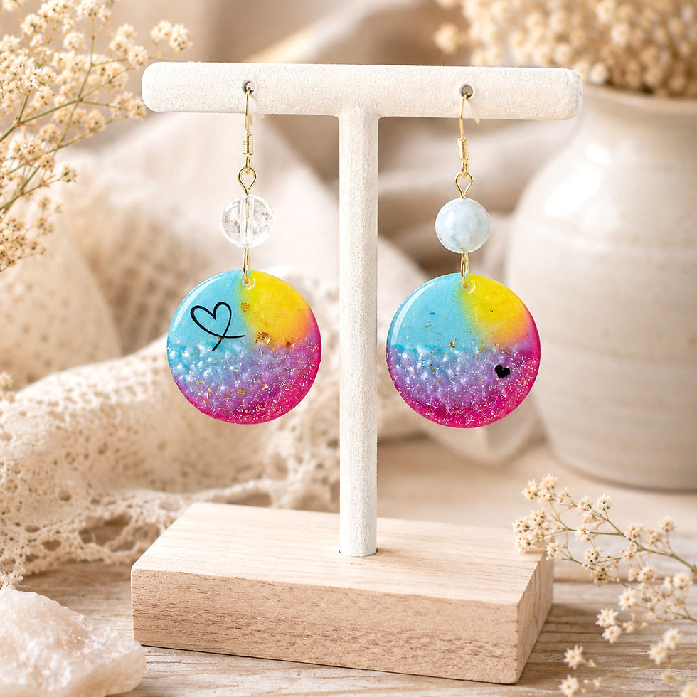 Boucles d'oreilles artisanales Aigue-marine et Cristal de roche