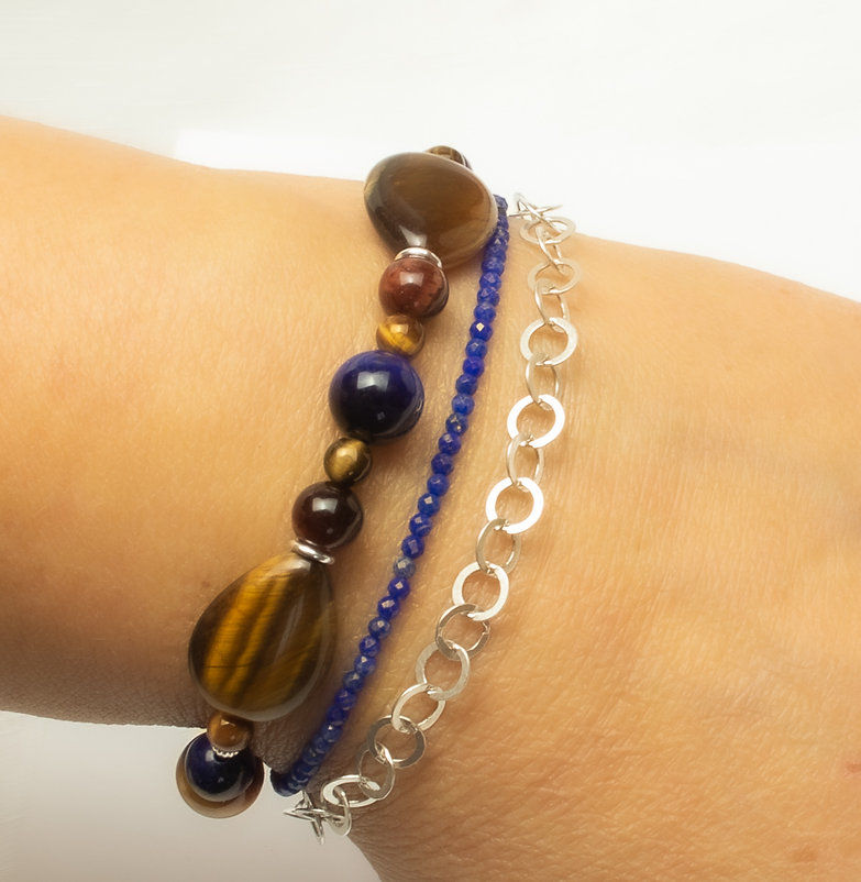 Miniature : Bracelet  Oeil de taureau, de faucon, de tigre Argent 925