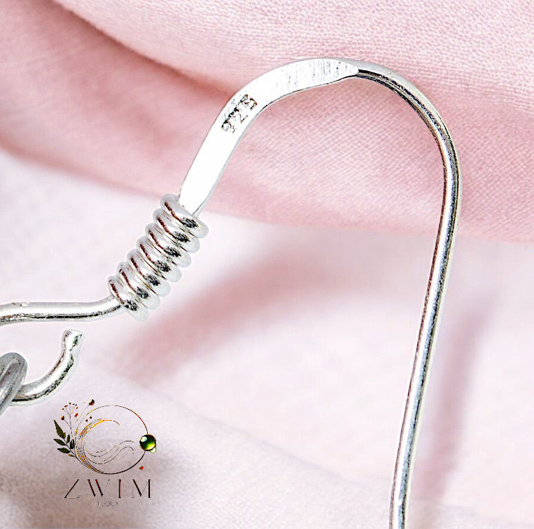 Miniature : Boucles d'oreilles Cristal de Roche, Apatites Crochets argent 925 énergie