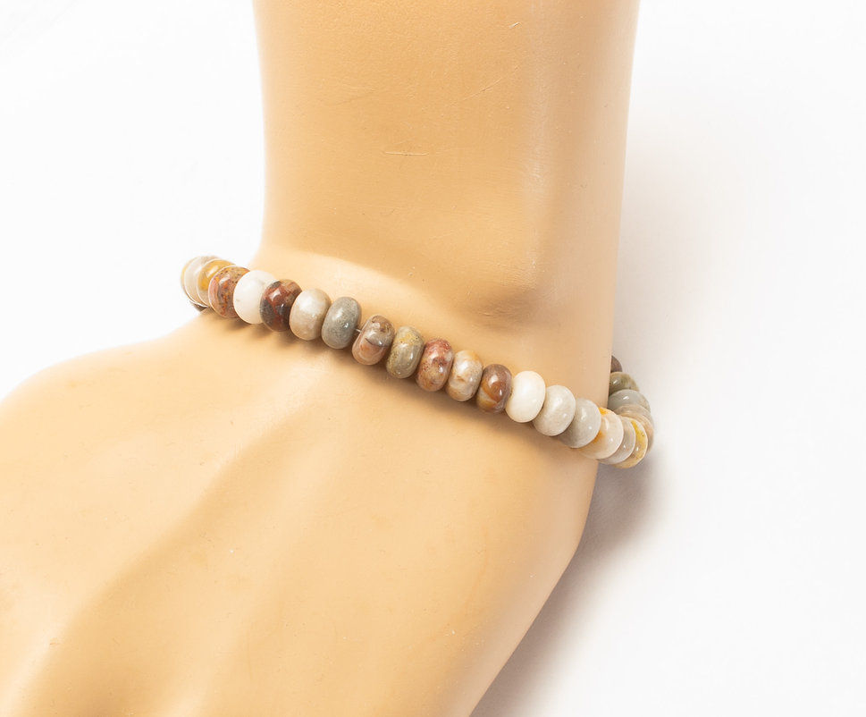 Miniature : Bracelet artisanal en agate de Gobi naturelle et argent 925