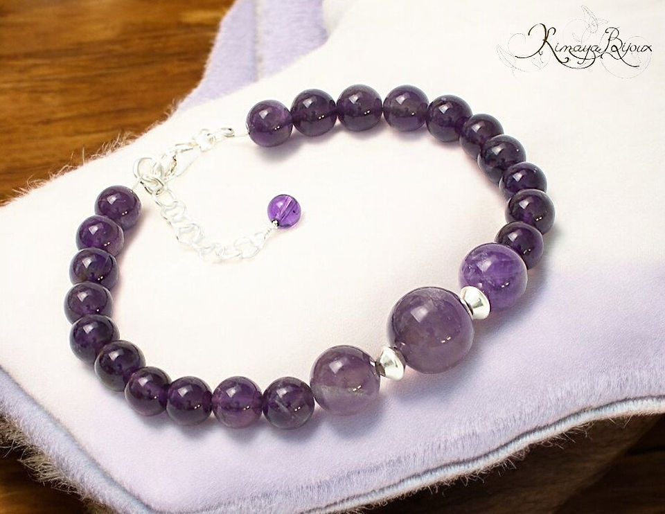 Bracelet femme artisanal améthyste et argent 925