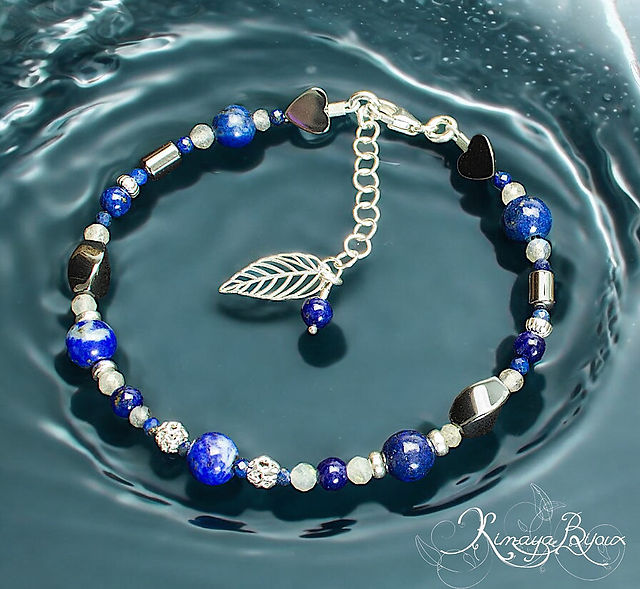 Bracelet femme lapis lazuli labradorite et hématite argent 925