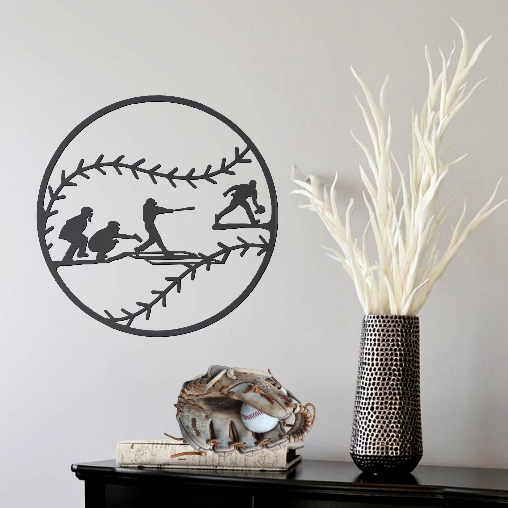 Play Ball! (Basball scene metal art cutout)