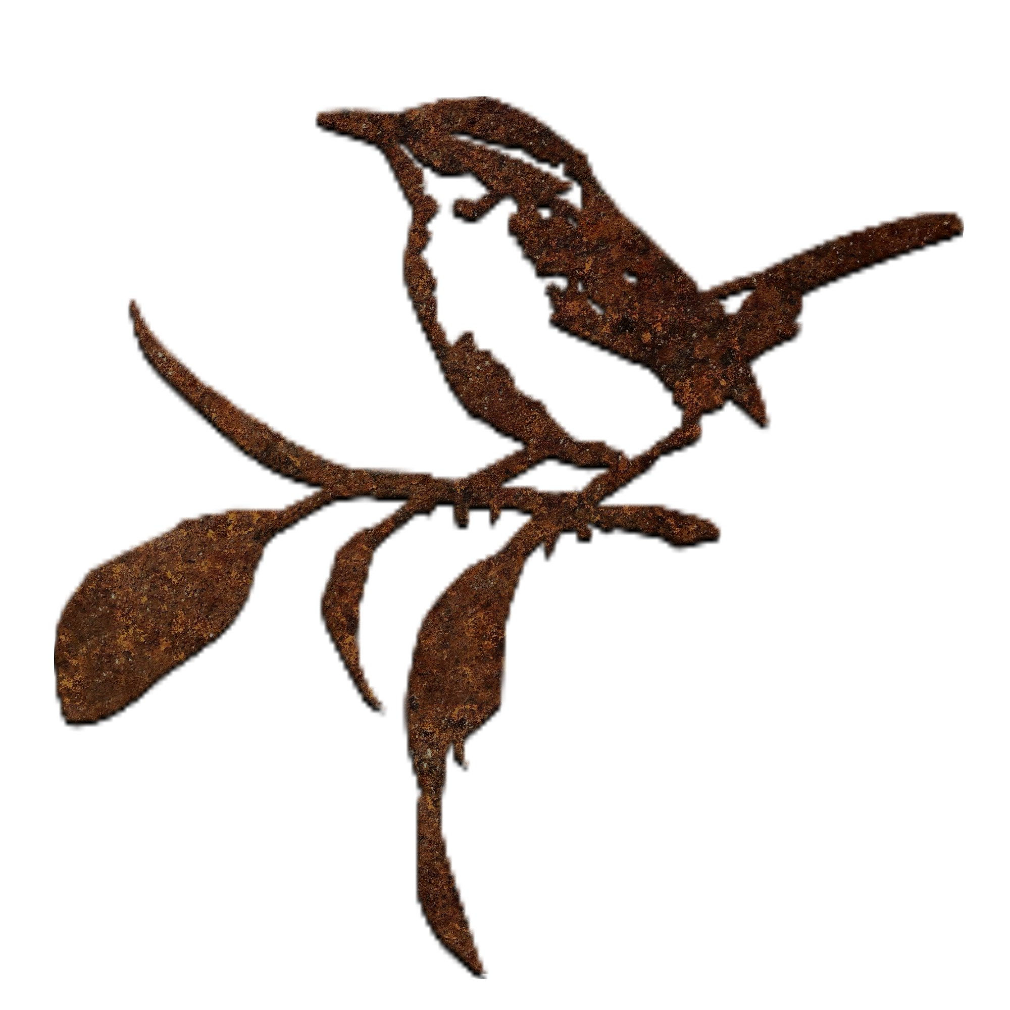 Wren 2 on Branch (metal art cutout wall décor)