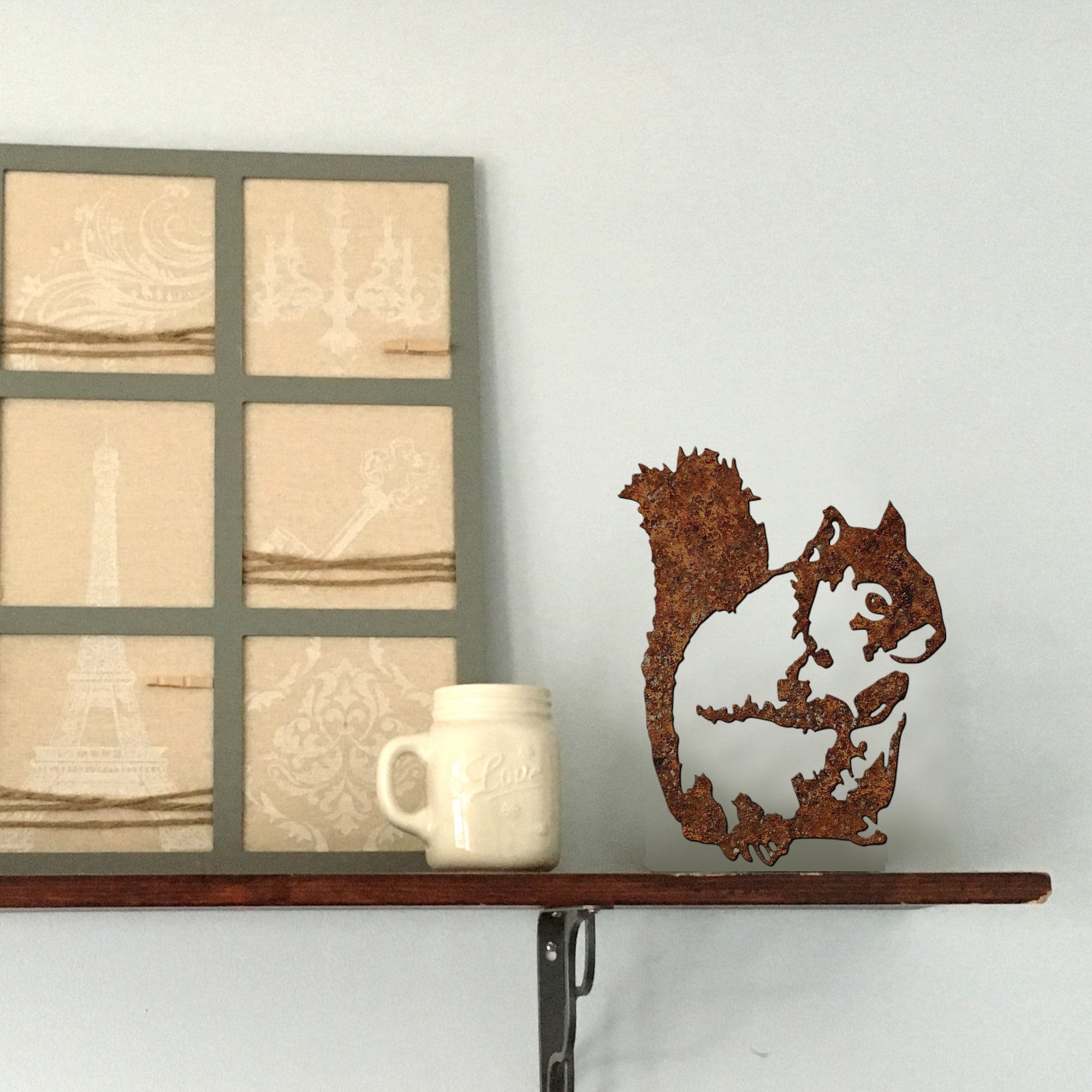 Squabbles the Pine Squirrel (metal art cutout wall decor)